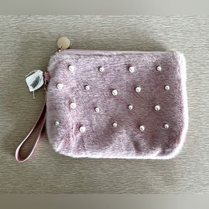 NWT Fur and Pearl Studded Pink Bag